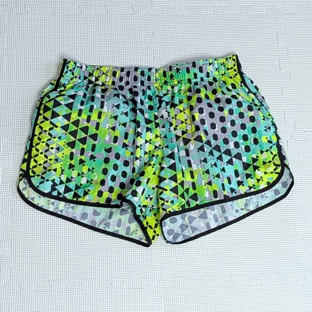 Victoria's Secret Shorts Medium Green Geometric Print The Player Running Workout